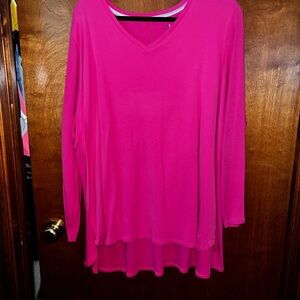 Isaac Mizrahi Fuchsia V-Neck Tunic